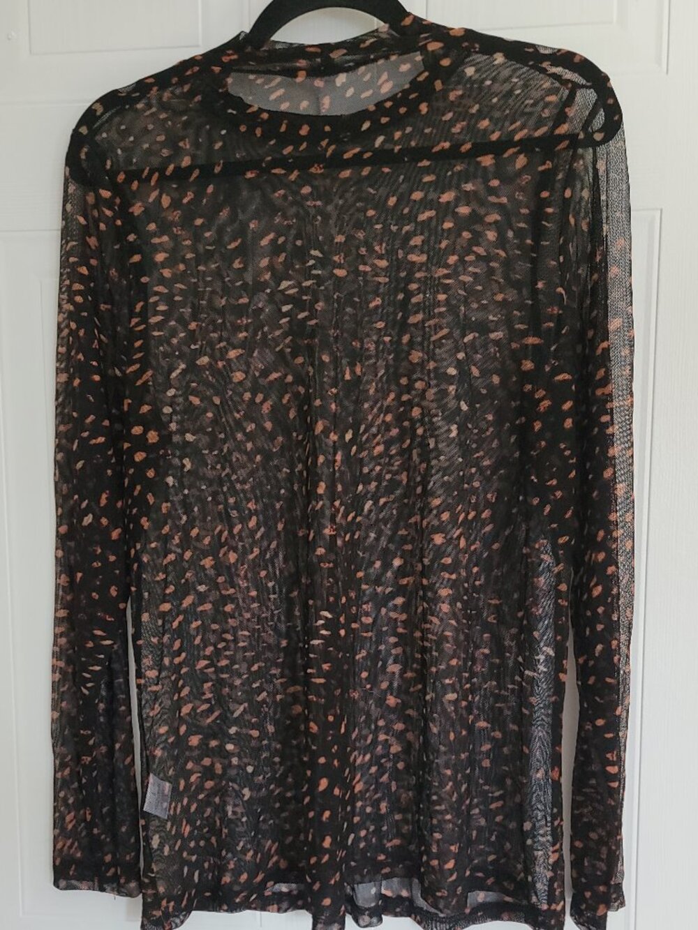 Cheetah Print-ish Sheer Long Sleeve Shirt Addition Elle